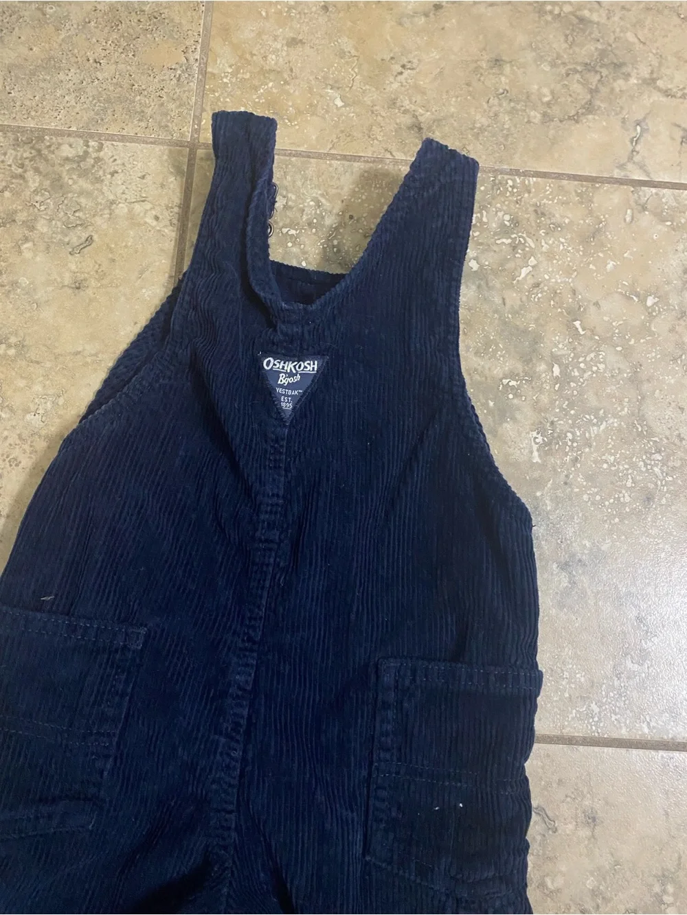 OshKosh B'gosh Navy Blue Iconic Cotton Corduroy Kids 24mo Cottagecore Overalls